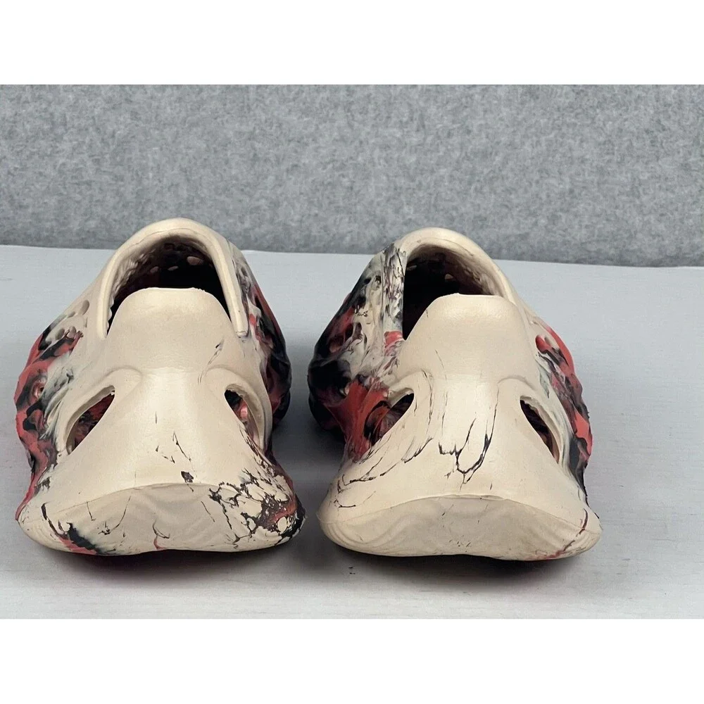 Boutique Mens 6 Orange Black Marble Foam Runner Clogs Slip On Streetwear Shoes